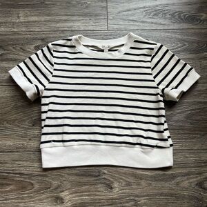 Atelier Waffle Knit Striped Cropped Top